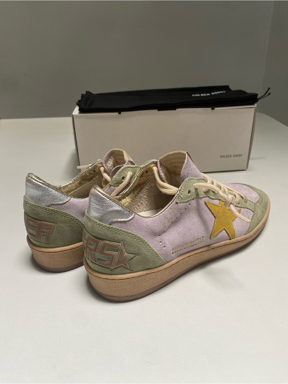 Golden Goose Ball Star Sneaker Lilac Suede/ Sage/Honey/Silver sz 39 New in Box - Picture 12 of 13